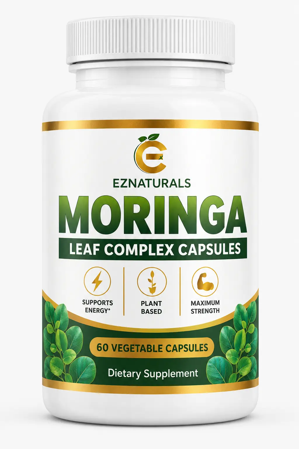 Moringa Leaf Complex plant-based daily wellness supplement bottle
